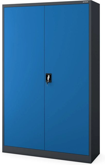 Jan Nowak Büro Aktenschrank JAN II aus Metall mit Scharniertüren in Anthrazit und Blau, B/T/H: 115 x 40 x 185 cm - Bild 1