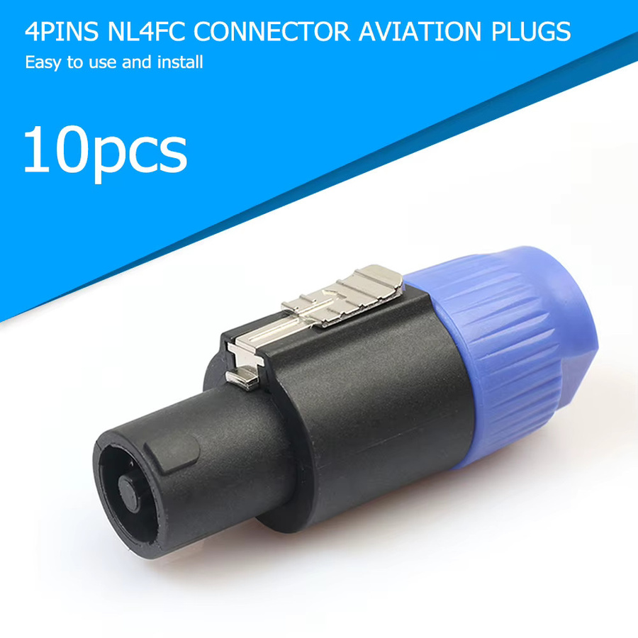 10 Stück APWIKOGER Speakon NL4FC 4Pin Locking Amp Lautsprecheranschluss 4Pole Long Tail Solder in Schwarz - Bild 2