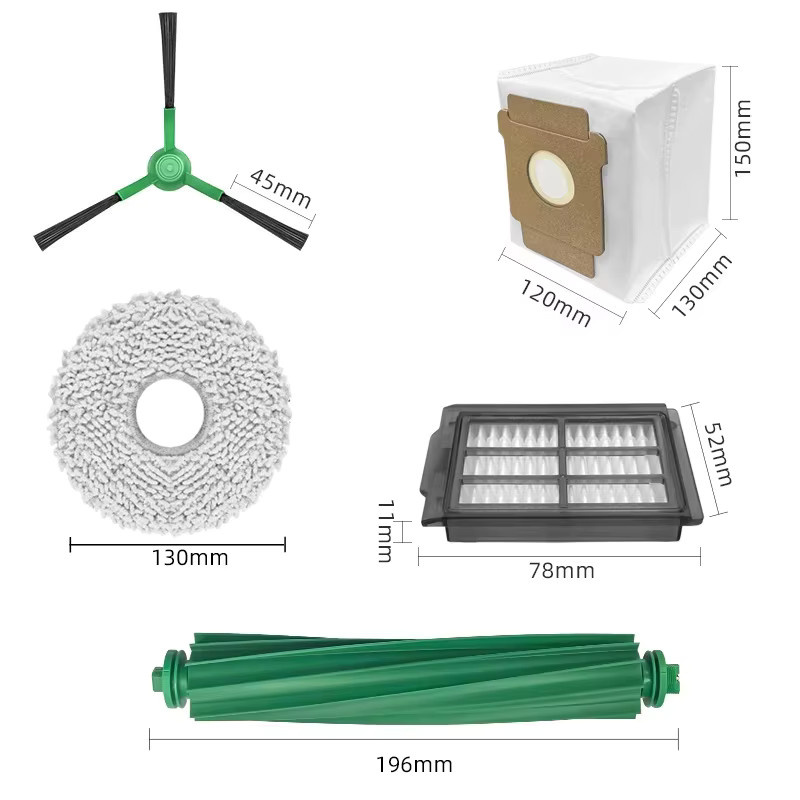 Zubehör-Set für iRobot Roomba Plus 405 Combo und 505 Combo Roboterstaubsauger mit Hauptbürsten, Seitenmopptüchern, Filtern und Staubbeuteln - Bild 2