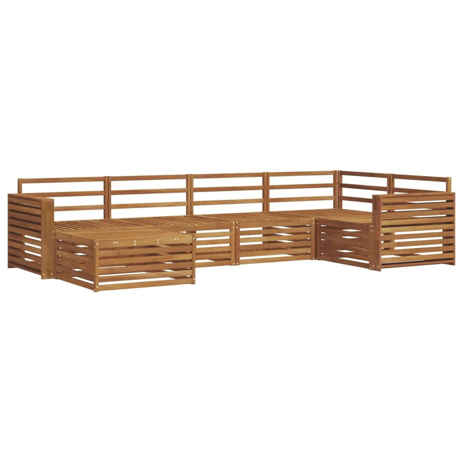 vidaXL Outdoor-Sofagarnitur 6-teilig aus Akazienholz in Braun mit modernem L-Shape Design und Sitzkissen - Bild 2