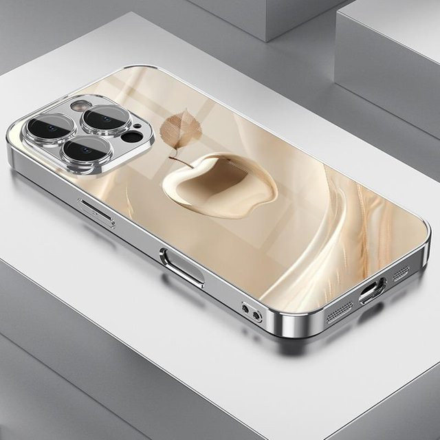 Goldene Handyhülle mit Kristall-Muster aus gehärtetem Glas für Apple iPhone 16 Pro Max Plus 15 14 13 12 11 17 Pro 17 Air 16E - Bild 1