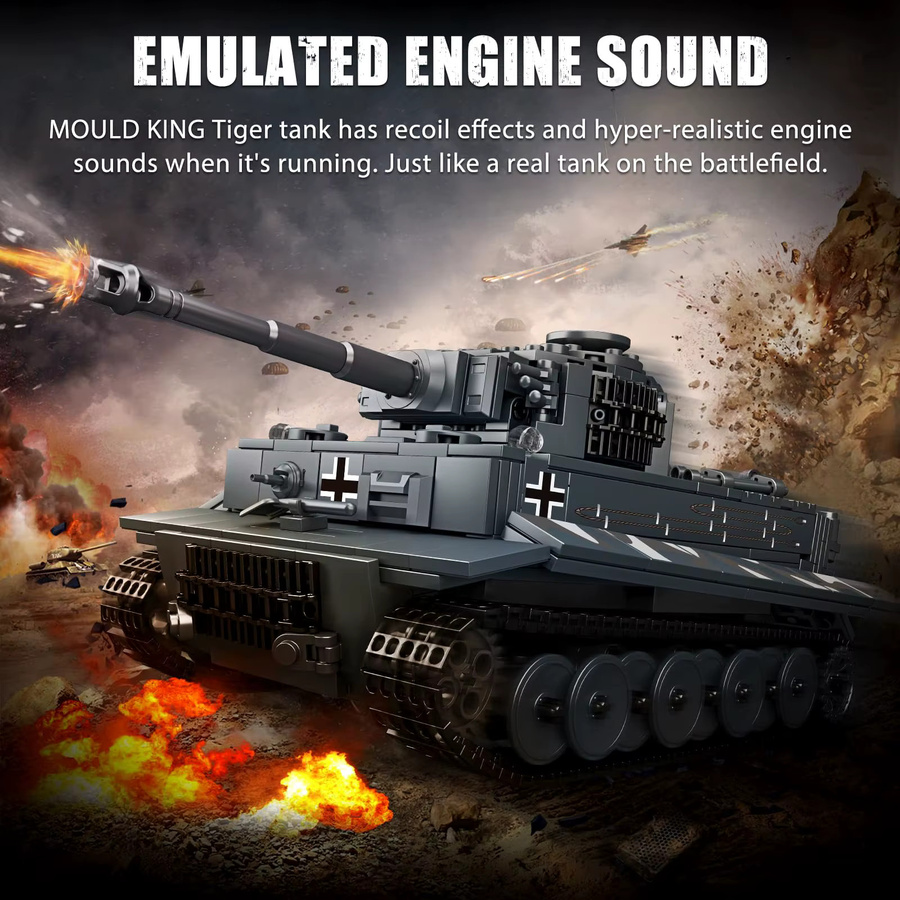 Mould King Tiger-Panzermodell, motorisiertes Baustein-Set, APP und RC - Bild 3
