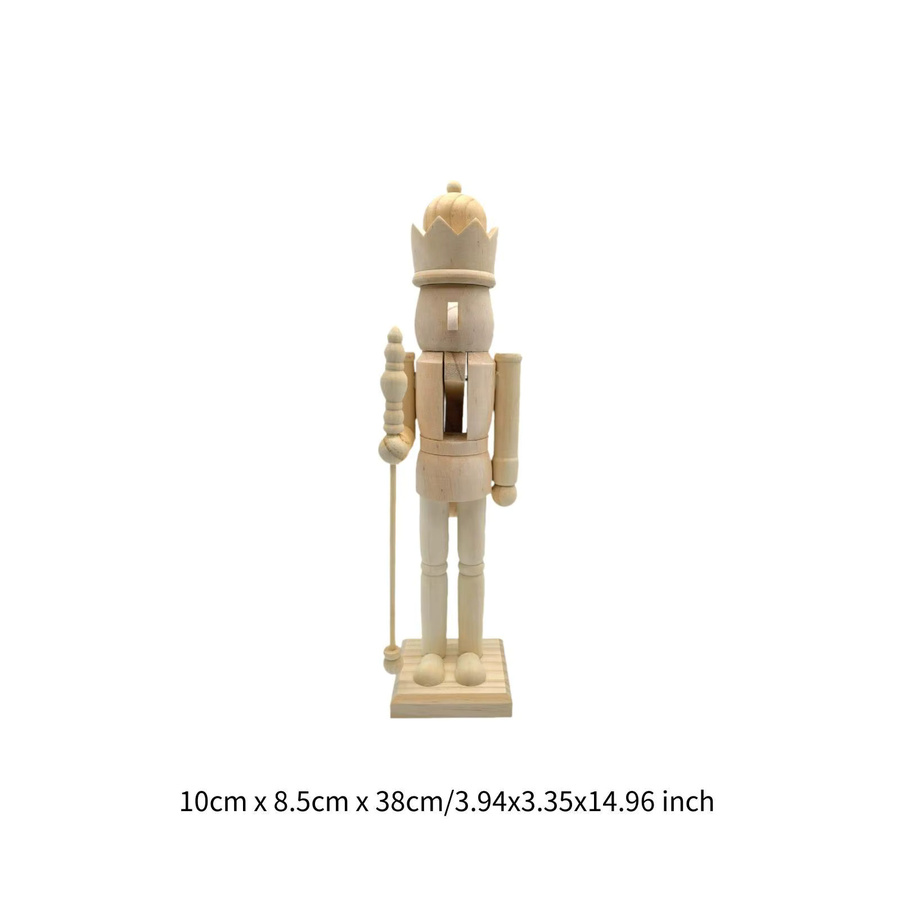 Kesoto Nussknacker-Figur aus Holz zum Selbermachen, unbemalte Weihnachtsfigur in Natur/Holzfarben, Höhe: 38 cm - Bild 5