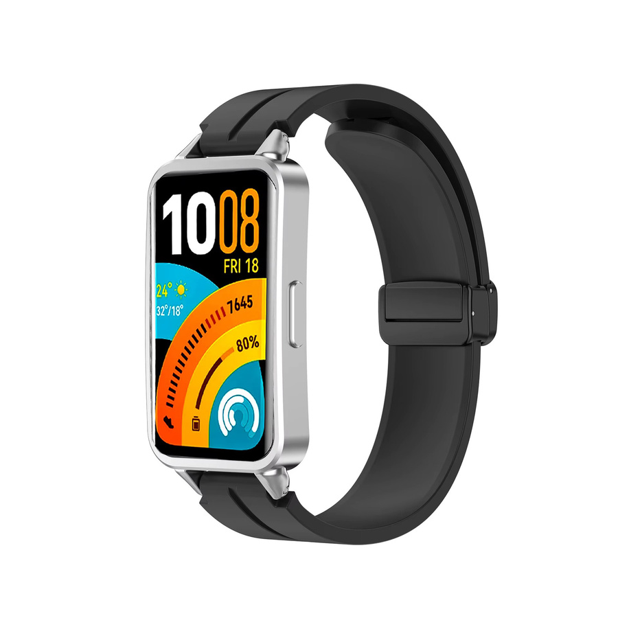 CRESTED Uhrenarmband Silikon, Magnetische Schnalle, Schwarz, Unisex - Bild 2