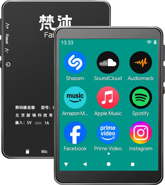 Famue PA03 Android MP3/MP4-Player mit 2,8-Zoll-Bildschirm, 48GB Speicher, Bluetooth und WLAN in Schwarz - Bild 1