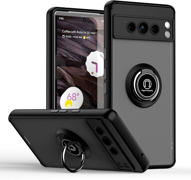 Google Handyhülle mit drehbarem Ständer und Fingerringhalter für Pixel 8 Pro, Pixel 8, Pixel 7 Pro, 7A, Pixel 7 und Pixel 6 Pro in Schwarz - Bild 1