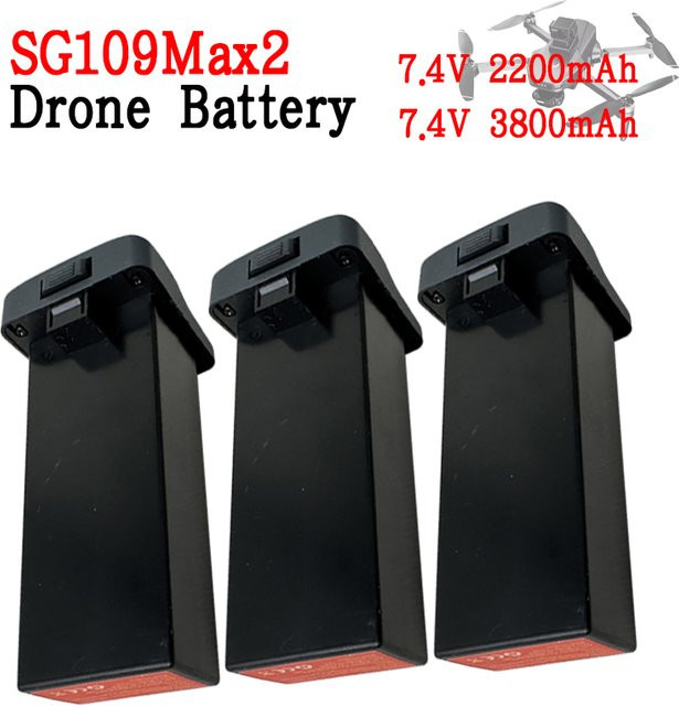 PYLRC LiPo Ersatzakku für SG109 Max2 RC Quadcopter, 7,4V, 2200mAh, Schwarz - Bild 1