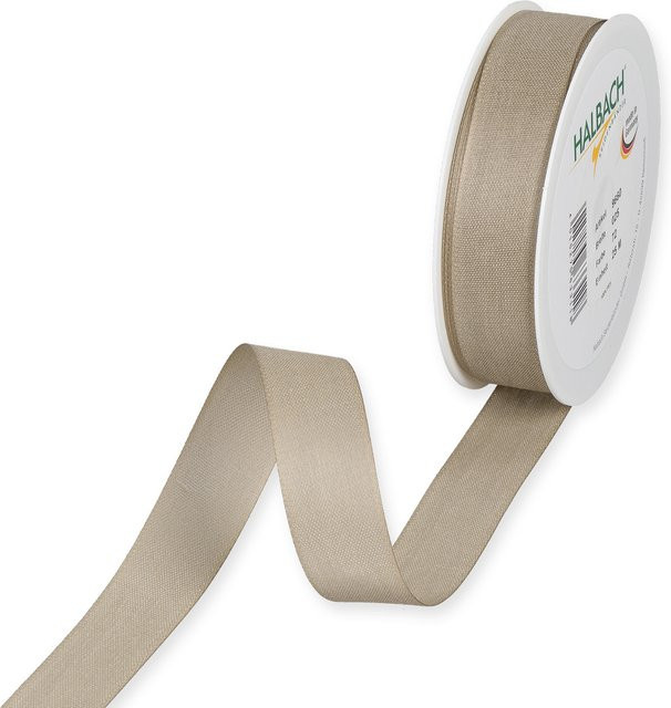 Halbach Dekoband in Baumwolloptik aus Polyester, Breite: 2,5 cm, Länge: 5 m, Farbe: Grau-Braun - Bild 1