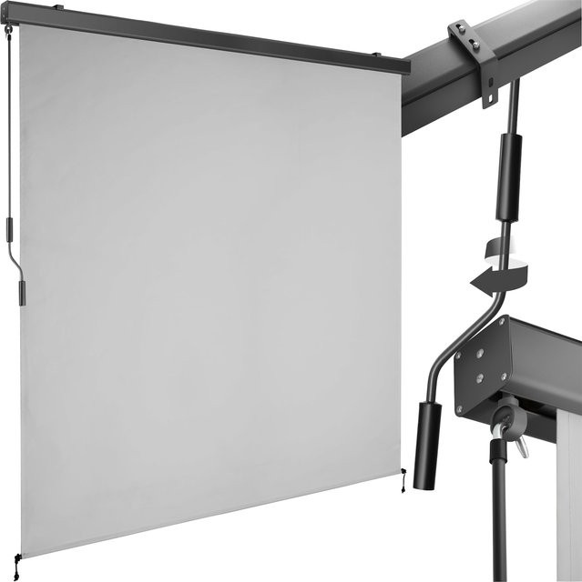 tectake Senkrechtmarkise Eloise aus Polyester mit Aluminiumgehäuse und Handkurbelmechanismus, Hellgrau, B: 180 cm, H: 250 cm - Bild 1
