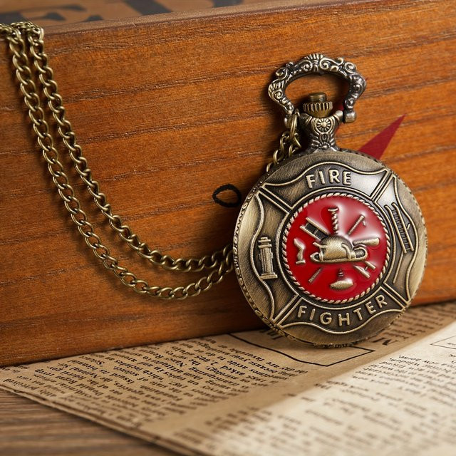 Gorben Retro Taschenuhr für Herren mit Quarzwerk und rotem Tropfer Relief Muster - Bild 1
