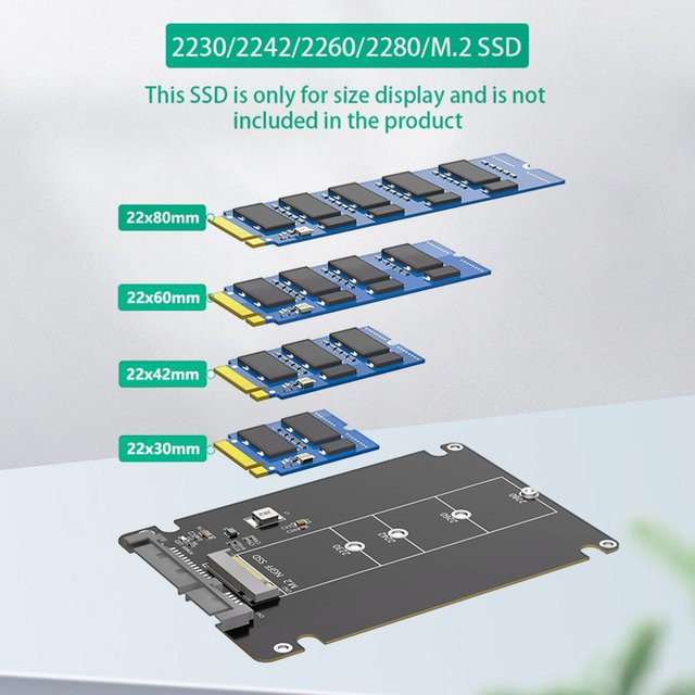 APWIKOGER M.2 NGFF B-Key zu 2,5-Zoll-SATA-III-SSD-Gehäuse Adapter in Schwarz für Laptops - Bild 1