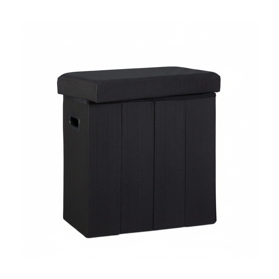 Faltbarer Sitzhocker von Relaxdays aus MDF und Polyester in Schwarz, B/T/H: 49,5 x 46 x 25,5 cm - Bild 2