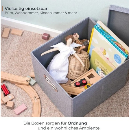 HMF Aufbewahrungsbox mit Deckel für DIN A4 und Hängeregister in Grau, B/T/H: 37,5 x 28,0 x 28,0 cm