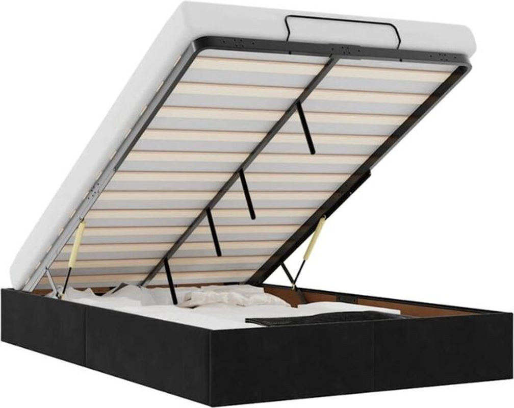 Vidaxl Ottoman Polsterbett aus Samt und Metall in Schwarz B/T/H: 120 x 190 x 23,5 cm ohne Matratze - Bild 1