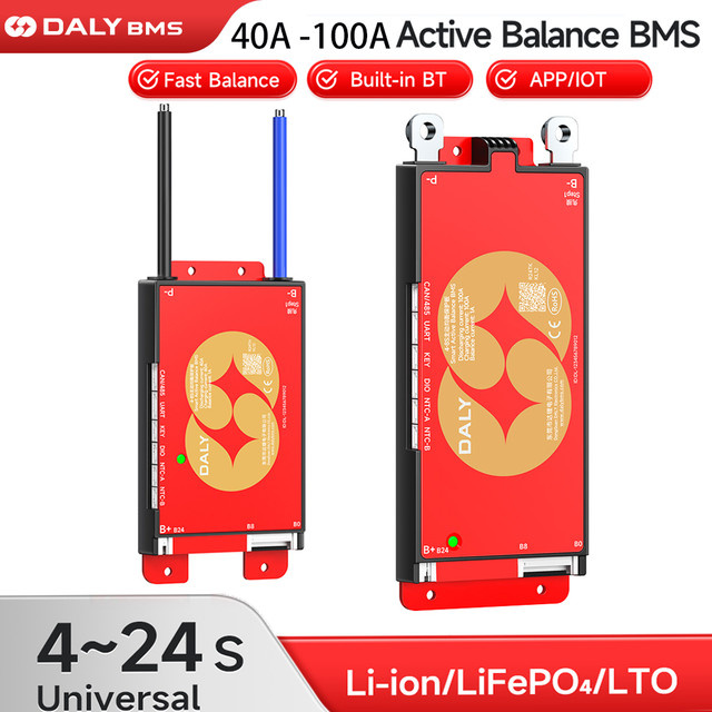 DALY 100 Smart BMS Bluetooth App Steuerung für LiFePO4 Li-Ion LTO Batterien mit UART CANBUS RS485 Unterstützung - Bild 1