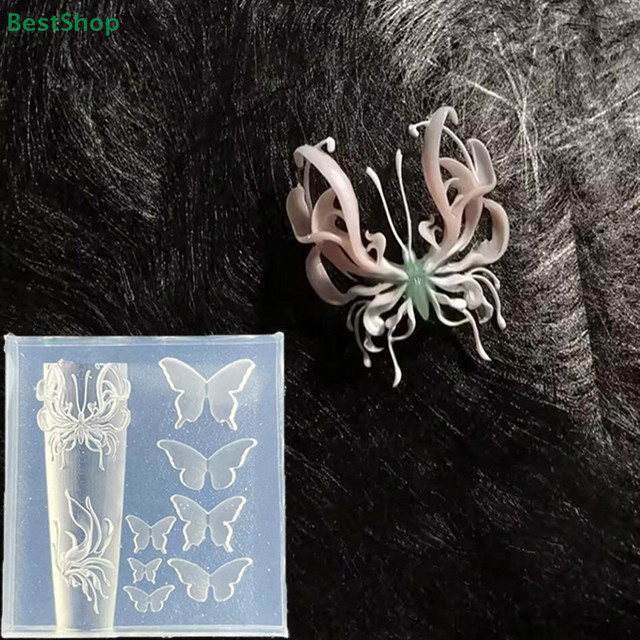 HNKMP 3D Relief Schmetterling Silikon Nail Art Form, Transparent, Unisex - Bild 1