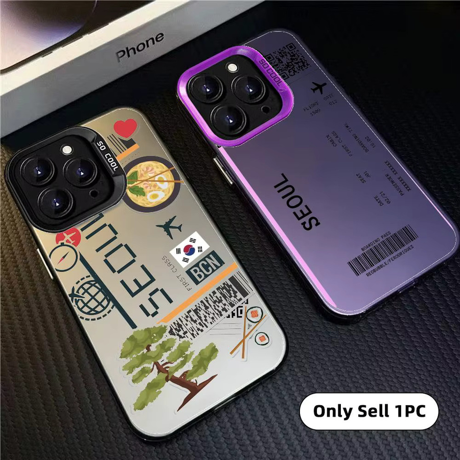 Designer Handyhülle Flugticket Korea für Apple iPhone 11 bis 17 Pro Max Matt Laser Aurora Design Multicolour - Bild 3