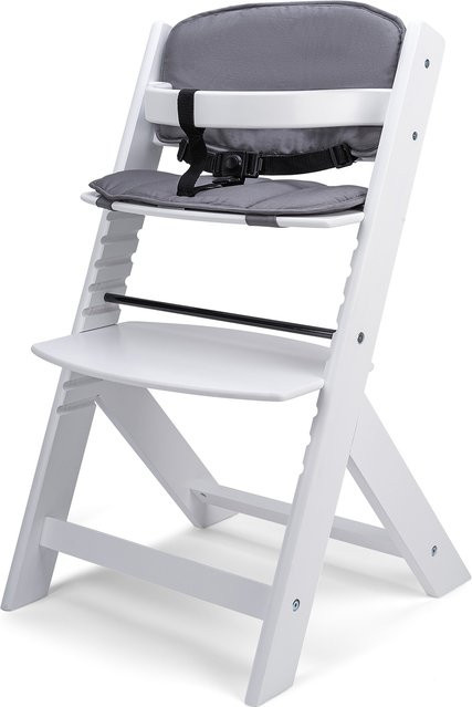 OSANN Hochstuhl Jill aus Buche in Weiss mit grauem 2-teiligem Polster-Set - Bild 1
