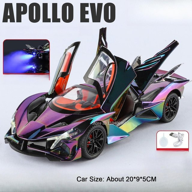Linyi toy car Apollo Evo Senna Sportwagenmodell, 1:24, mit Licht und Sound, ab 14 Jahren - Bild 1