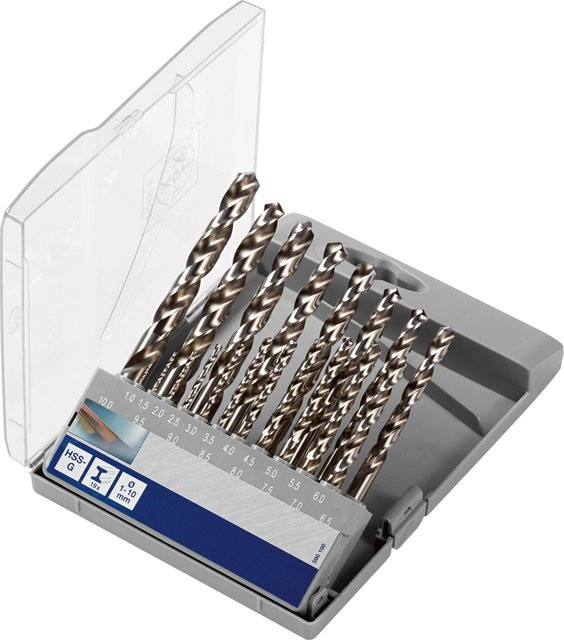 LUX-TOOLS HSS-G Bohrer-Satz 19-teilig aus Edelstahl in Silber - Bild 1