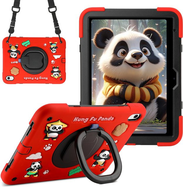 Stoßfeste iPad Hülle mit Drehständer und Kinder-Schutz für iPad 7., 8., 9. und 10. Generation (10.2 Zoll), Farbe: Rot - Bild 1