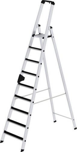 MUNK Günzburger Steigtechnik Clip-Step Aluminium Stehleiter mit 9 Stufen in Silber, maximale Arbeitshöhe: 4,25 m - Bild 1