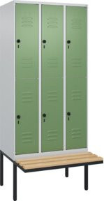 C+P Doppelstock-Spind Classic PLUS Sitzbank mit 3 Abteilen und Buche-Hartholz Sitzfläche, B/T/H: 212 x 90 x 81,5 cm - Bild 1