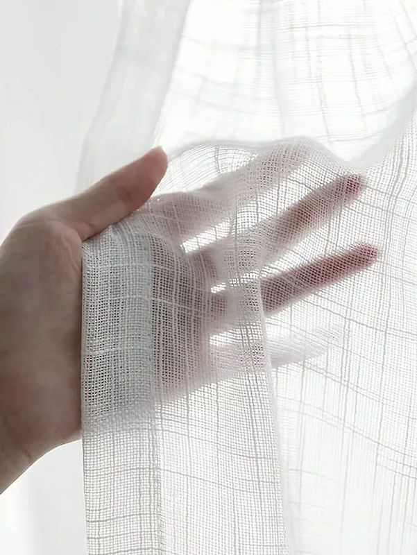EASHION Japanischer Kreuzförmiger Leinen-Gaze-Ösenvorhang in Weiß, Transparent, Höhe: 130 cm, Breite: 60 cm - Bild 2
