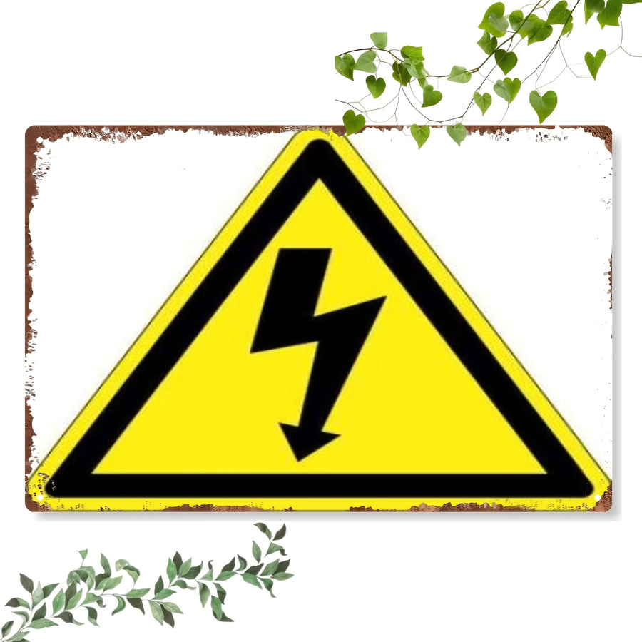 HELLOYOUNG Elektroschock-Warnschild aus Metall im Retro-Stil, Schwarz-Gelb, Breite: 20,32 cm, Höhe: 20,32 cm - Bild 2