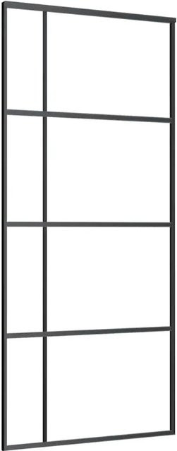 vidaXL Schiebetür aus ESG-Glas und Aluminium in Schwarz und Transparent, B: 90 cm, H: 205 cm - Bild 1
