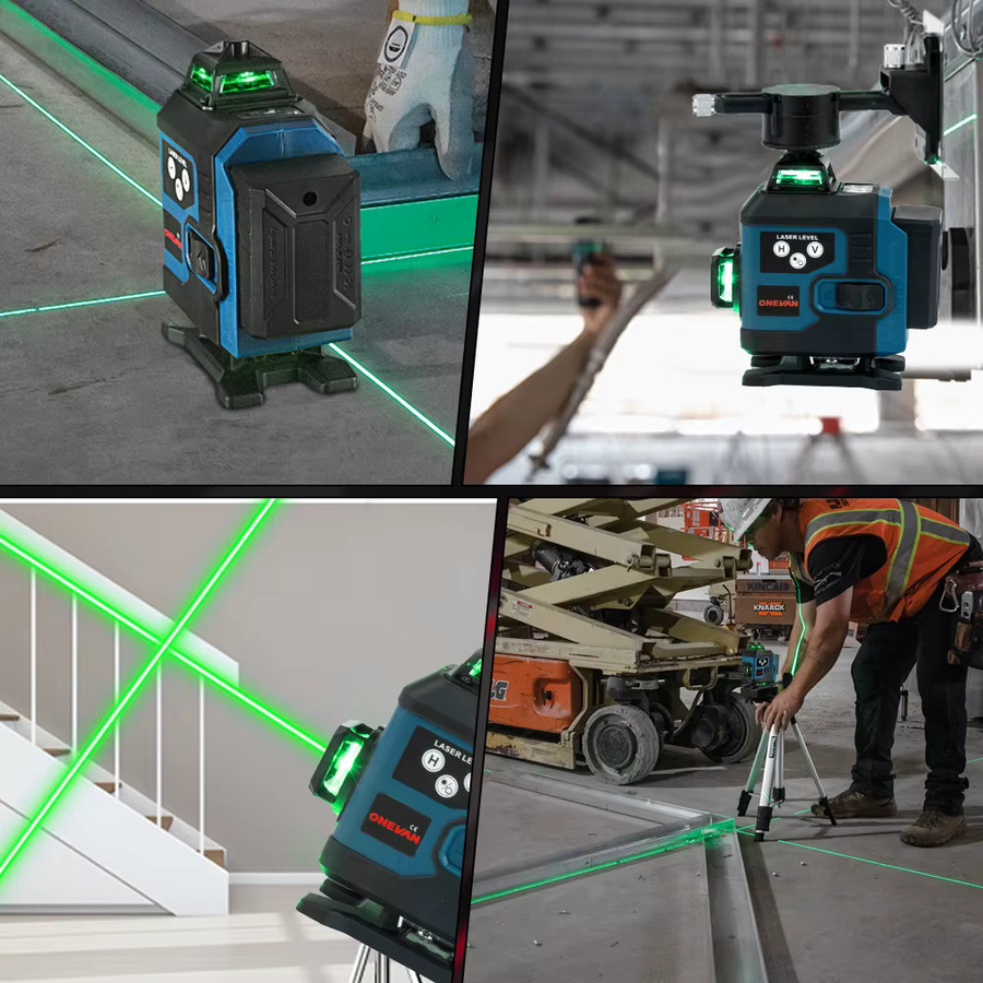ONEVAN 16 Linien 4D-Messlaser-Nivelliergerät mit grünem Laserstrahl und 2 Akkus - Bild 5