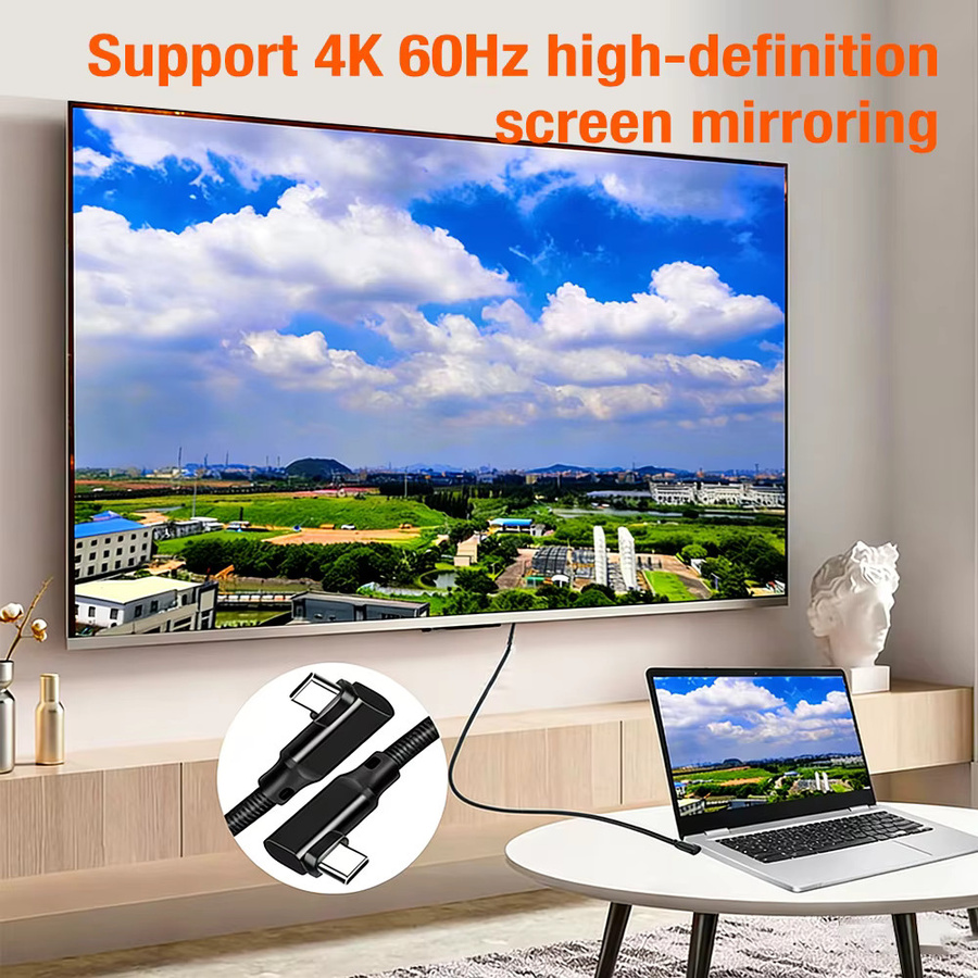 Nephy USB-C Doppel-Elbow Datenkabel Schwarz, USB 3.2 Gen2 20Gbps, 4K Video, 240W Schnellladekabel für Macbook Pro und Samsung - Bild 5