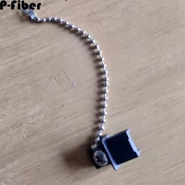 FTTHELINK RJ45 Staubstecker Set mit Anti-Verlust-Kette aus Edelstahl und Griff für Ethernet LAN Switch, 10 Stück, Schwarz/Silber - Bild 1