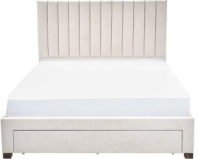 Vente-unique Bettrahmen Liako in Beige mit Polsterung und Schubladen, B/T/H: 160 x 200 x 174 cm - Bild 1