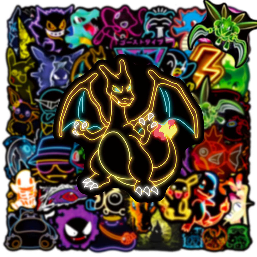 TAKARA TOMY Pokémon Neon-Anime-Aufkleber, Pikachu-Eevee-Sticker, 10-teiliges Set - Bild 3
