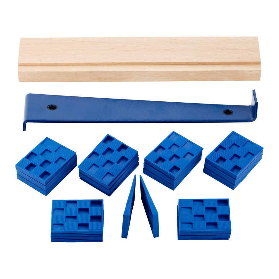 LUX-TOOLS Parkett- und Laminatverlege-Set aus Kunststoff in Blau mit Pull-Bar, Abstandskilen und Schlagklotz - Bild 2