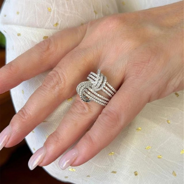 CAOSHI Ring, Zirkonia, Goldfarbe, Damen, Größe 11 - Bild 1