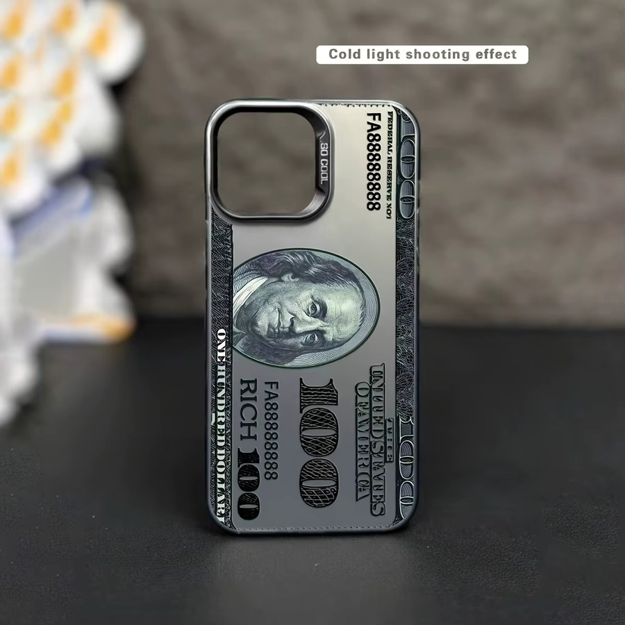 Galvanisierte TPU-Handyhülle mit US-Dollar-Rechnungsmuster für iPhone 11 bis iPhone 17 Pro Max, Schwarz/Mehrfarbig - Bild 2