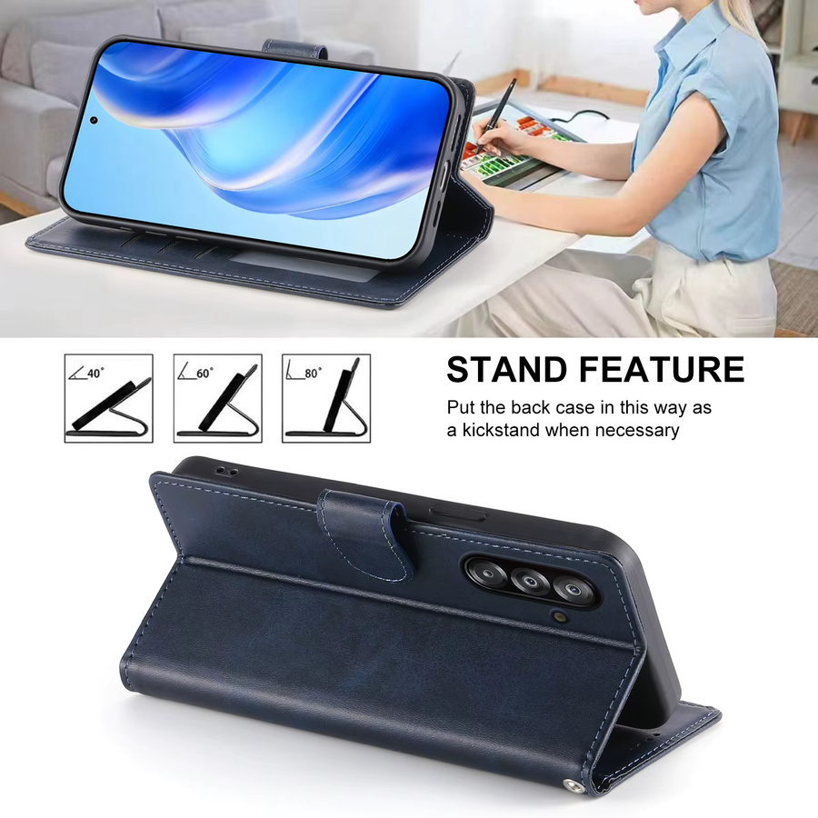Leder Flip Case Wallet Cover für Samsung Galaxy (A17 A37 A57 A27 A36 A56 A16 A26 A15 A35 A55 A25 A05S A06 A14 A34 A54 A13 A53) in Braun - Bild 3