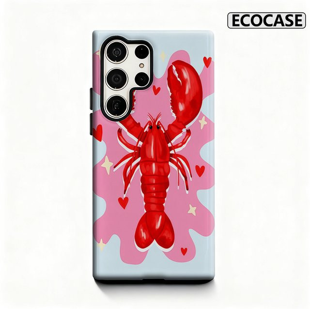 Rote Hummer-Handyhülle mit glänzender doppellagiger Rückseite für Samsung Galaxy S25 Ultra, S24 und S23 Ultra Plus - Bild 1