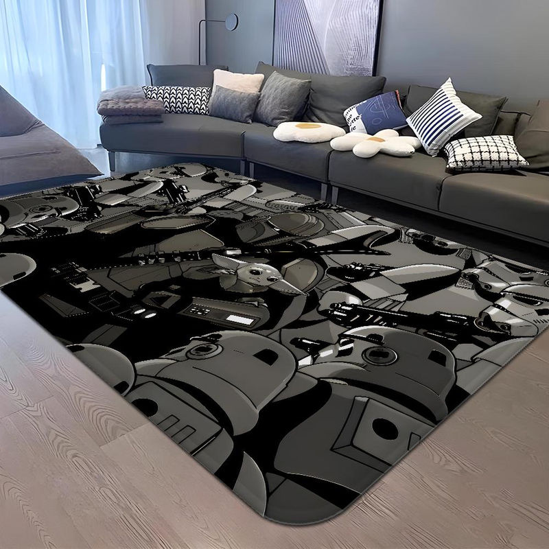 Karpetti Rutschfester Teppich mit Mandalorian und Baby Yoda Motiv, Modernes Design, Schwarz, B/T: 80 x 50 cm - Bild 4