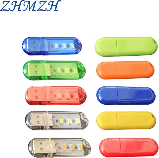ZHMZH Mini-Leselampe mit 3 LEDs und USB-Anschluss, tragbares Nachtlicht in Multicolour mit 12 Farben und 1,5W - Bild 1