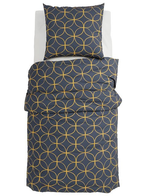 Wendebettwäsche aus Baumwoll-Satin in Graphic Blue Multicolour, atmungsaktiv, Unisex - Bild 1