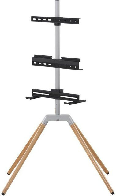 Quadpod TV-Ständer von ONE FOR ALL in heller Holz- und Metalloptik, 360 Grad drehbar, für Fernseher von 32 bis 75 Zoll, maximale Traglast 35 kg - Bild 1