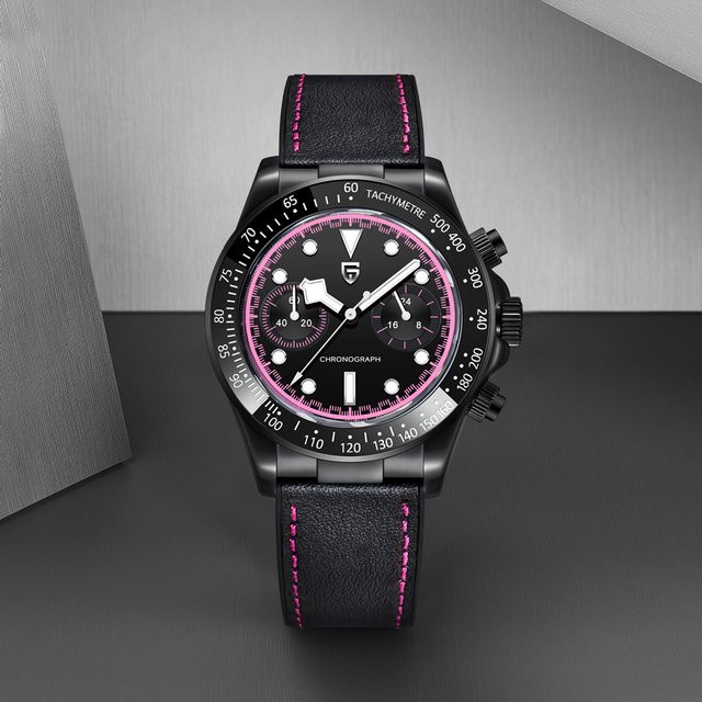 PAGANI DESIGN Chronograph, Quarz, Leder, Schwarz, Herren - Bild 1