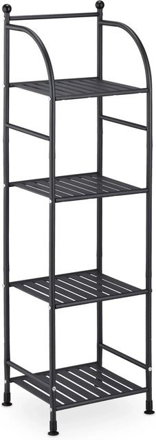 Relaxdays Standregal aus Stahl mit 4 Ablagen in Schwarz, freistehend, Höhe: 115 cm, Breite: 33 cm, Tiefe: 28 cm - Bild 1