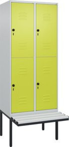 C+P Doppelstock-Spind Classic PLUS Sitzbank mit 2 Abteilen, Farbe Grau/Grün, B/T/H: 212 x 80 x 81,5 cm - Bild 1