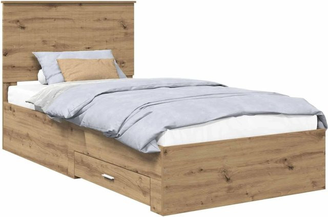 vidaXL Bettrahmen Artisan-Eiche mit Schubladen, Farbe Braun, B/T/H: 200 x 100 x 101 cm - Bild 1