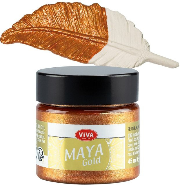 Viva Decor Maya Gold Strukturpaste in Orangegold, 45 ml - Bild 1