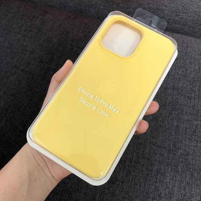 KH Liquid Silikon Schutzhülle für iPhone 15 14 13 12 11 Pro Max Plus XR XS Gel-Gummi Handyhülle in Gelb - Bild 1